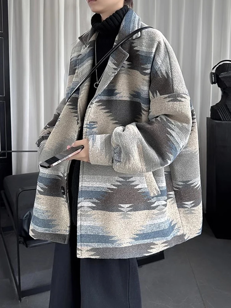 

Мужское шерстяное пальто в японском стиле в стиле ретро, осень-зима, свободная повседневная ветровка сли, верхняя одежда, модный топ для пар