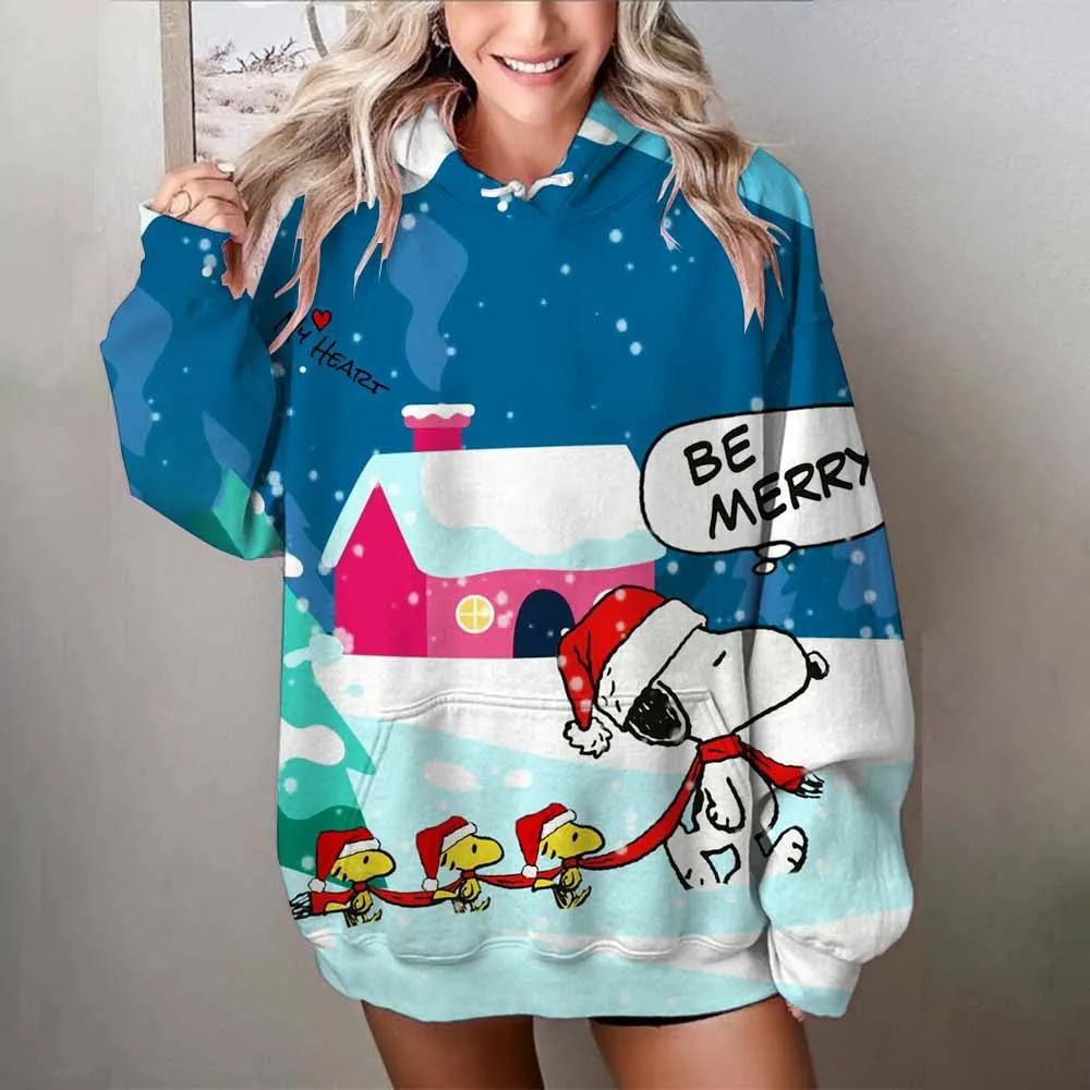 2024 Spring and Autumn Children's Adult Parent-Child Sweater 3D Printing Cartoon Animation Snoopy Personality Fashion Streetwear