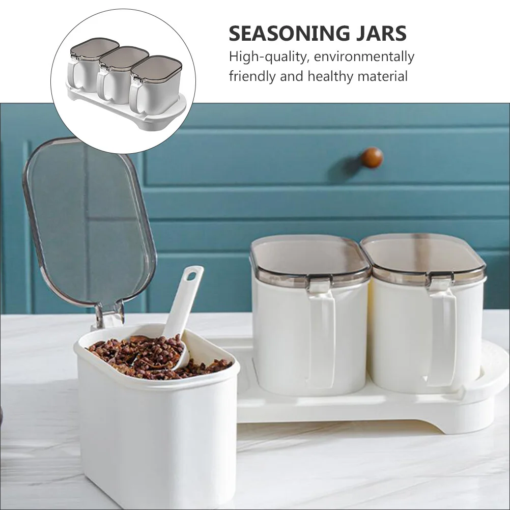 

1 set 1 Set Kitchen Condiment Pots Spice Jars Clear Lid Seasoning Storage Containers For Home Restaurant Cooking Sealed