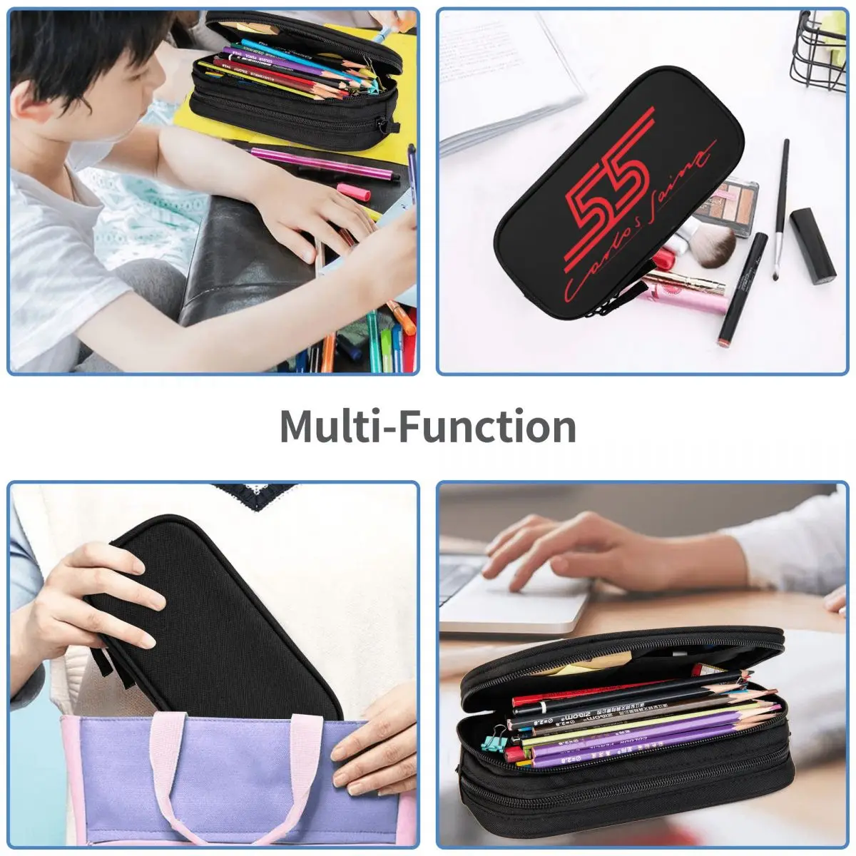 Carlos Sainz Jr F1 Signature Graphic - Dark Pencil Cases Big Capacity Pen Bags Pen Box Pencil Pouch For Boys Girls Stationery