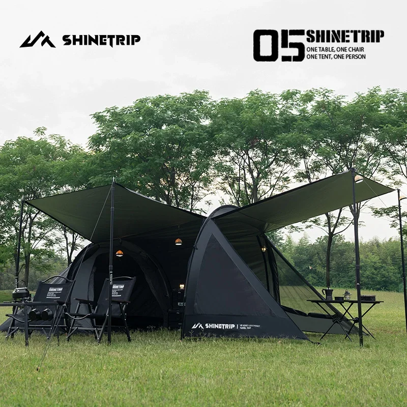 ShineTrip Camping Tent Double Multi Functional Waterproof Sunscreen Large Space Tunnel Tent Motorcycle Camp Travel Skyline Tent