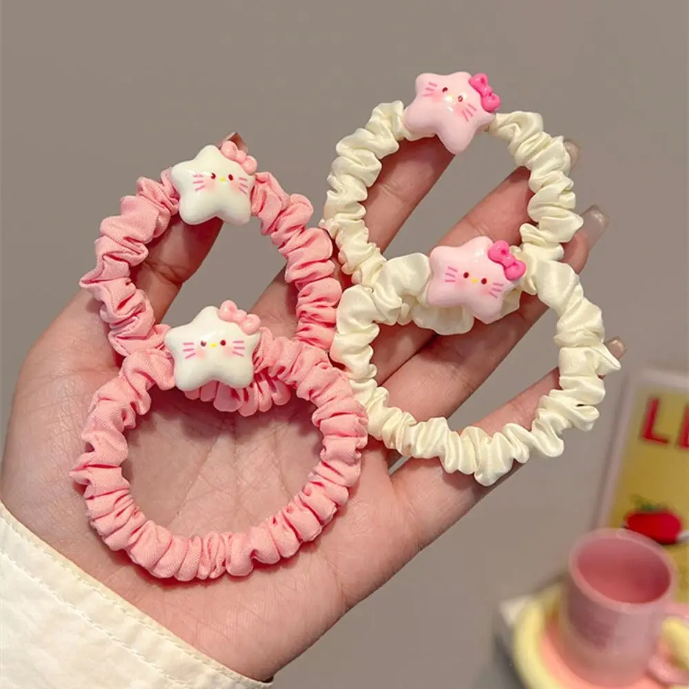Cheese Heart Wrinkle Hair Band Ponytail High Elastic Sweet Hair Rope Little Fresh Candy Color Bow Headband