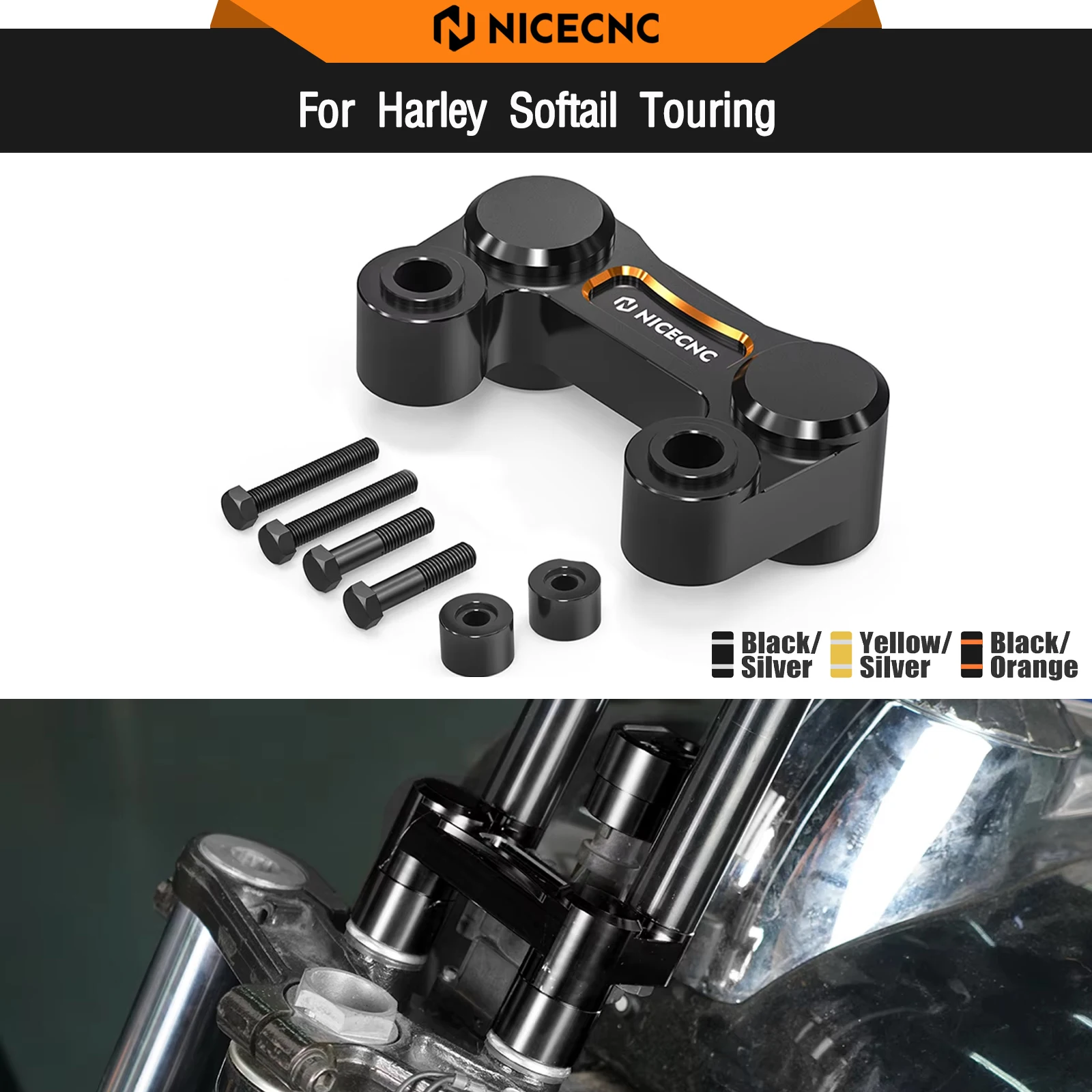 

For Harley Road Glide FLTRX 2015-2024 Handlebar Riser Pull Back Plate Road King FLHR Street Bob FXBBS 114 Low Rider S FXLRS 114