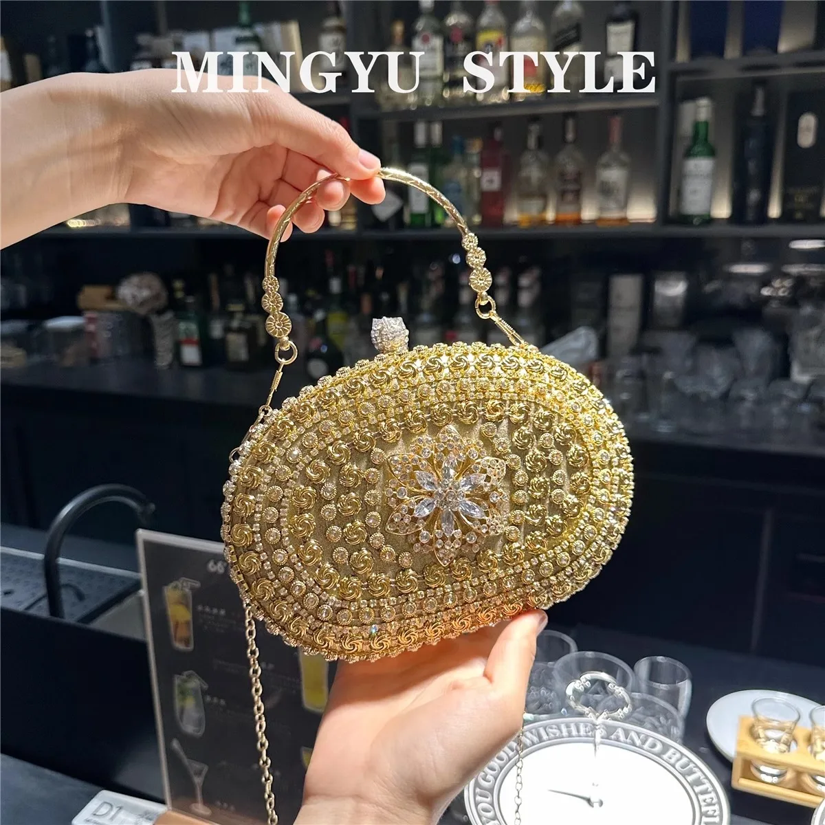 

Crystal Rhinestone Diamond Banquet Bag Luxury Glitter Ellipse Evening Bag Women Handbag Wedding Party Clutch Purse Crossbody Bag