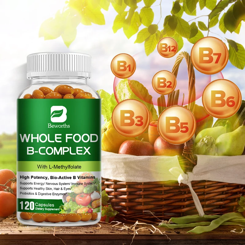 BEWORTHS Cápsula compleja de vitamina B B1 B2 B3 B5 B6 B7 B12 Anti fatiga Desintoxicación del hígado Cuidado de la piel Suplemento nutricional diario