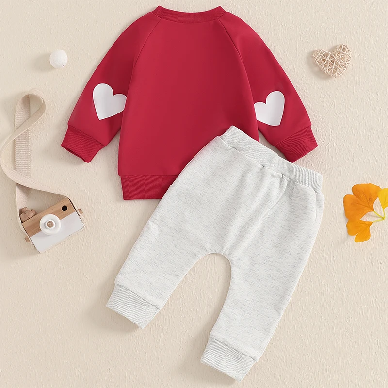 0-36months Baby Boy Girl Valentine's Day Outfits Bunny Print Long Sleeve Hoodie with Striped Pants Spring Clothes Set for Infant