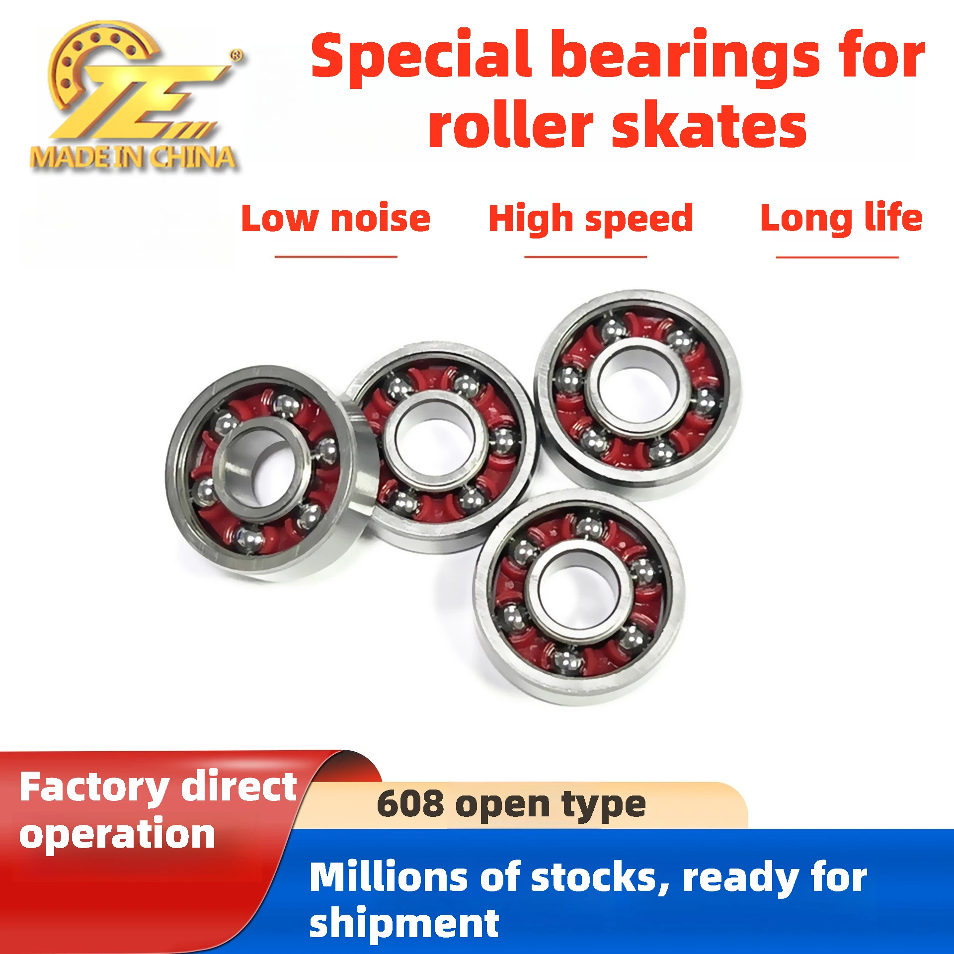 Factory direct deep groove ball bearing 608 open skates ABEC9 deep groove ball bearing special bearing for roller skates