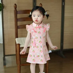 Baby Girl Dress Summer Chinese Style Cute Girl Dress Rabbit Cheongsam Children'S Dress