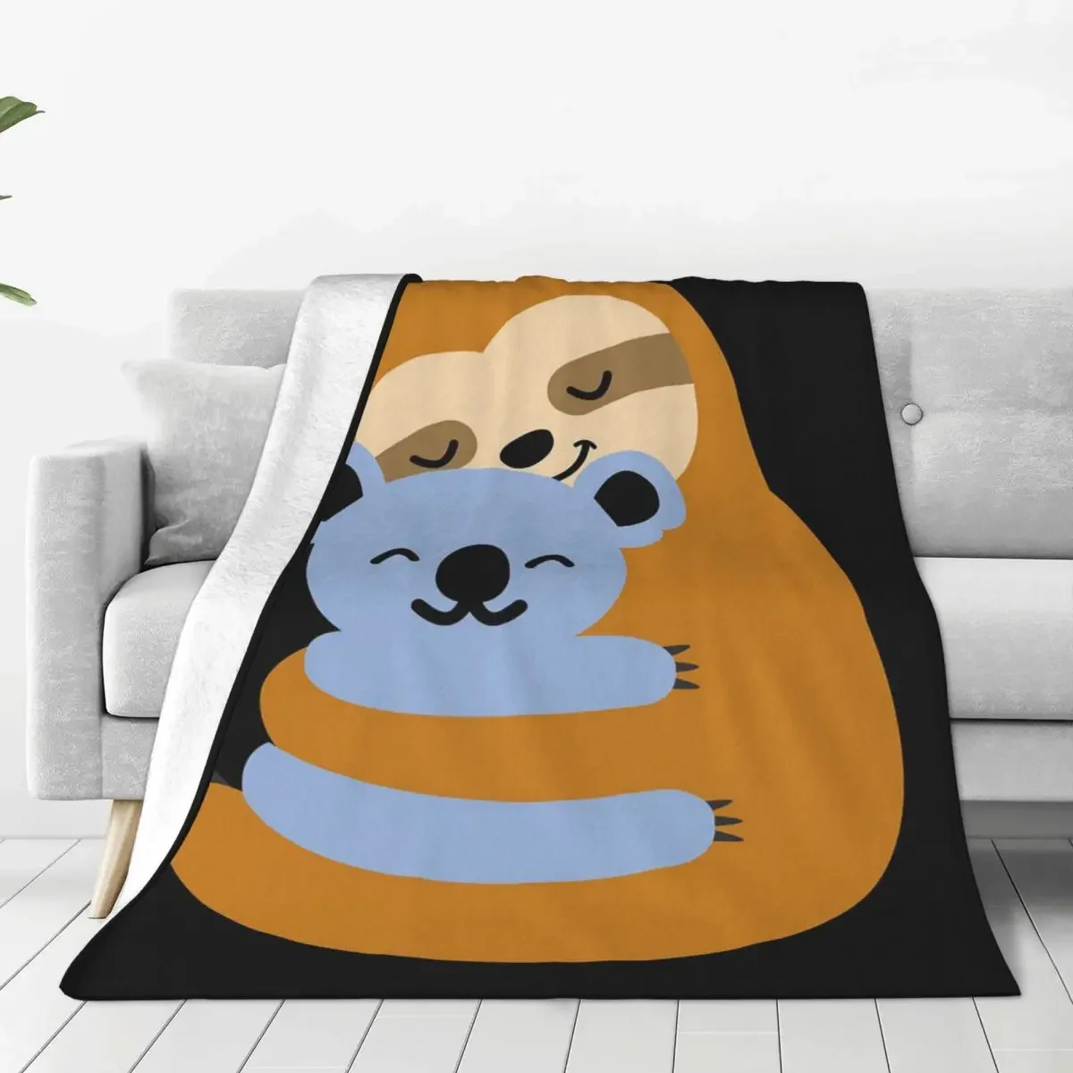 

Sloth And Koala Blanket Sofa Cover Flannel Spring Autumn Animal Breathable Lightweight Throw Blanket for Home Couch Quilt