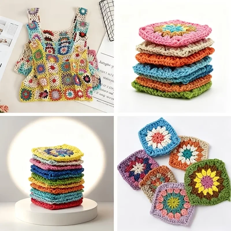 Random Colors Colorful Handmade Crochet Table Place Mat Pad Cloth Cup Doily Coffee Coaster Christmas Flower Placemat Wedding