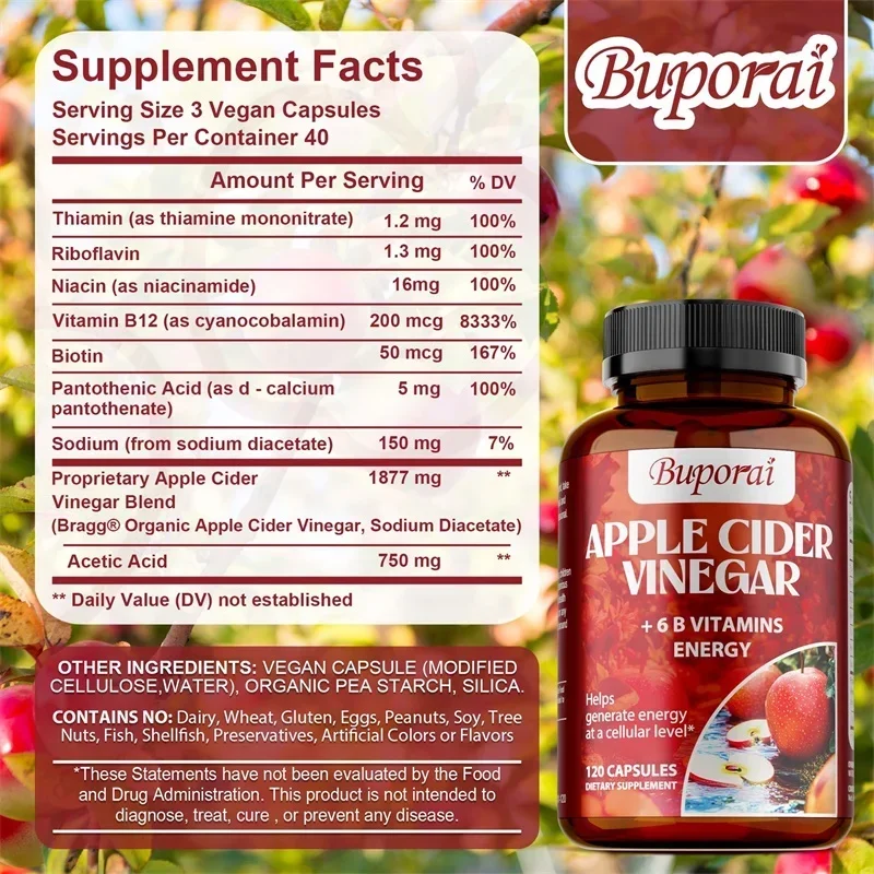 Apple Cider Vinegar Capsules - Weight Management, Reduce Bloating and Constipation, Metabolism, Promotes Digestion and Immunity