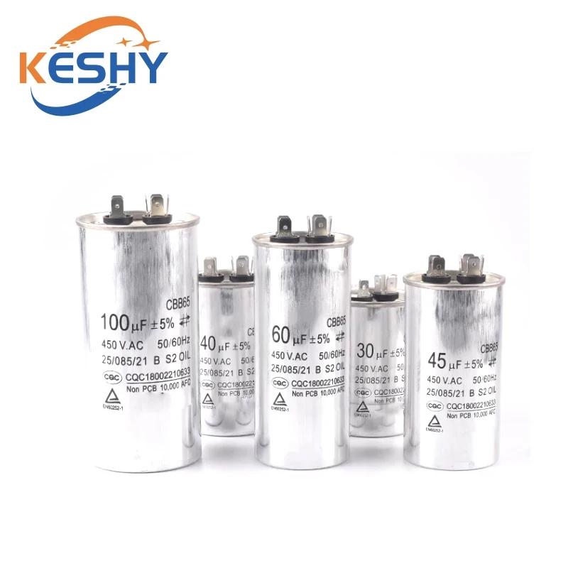 CBB65 Kondensator silnika AC Kondensator rozruchowy sprężarki klimatyzatora 450VAC 5uF 20uF 25uF 30uF 35uF 40uF 45uF 50uF 60uF 70uF 5% — zdjęcie produktu 2