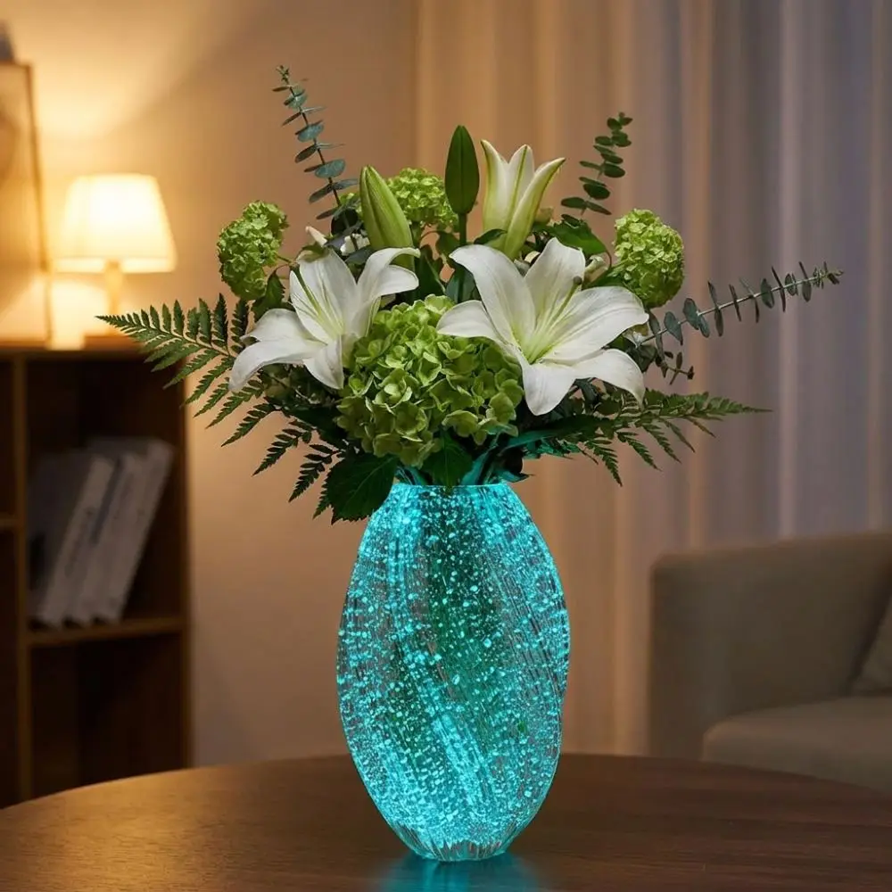 Maltose Crystal Luminous Glass Vase Transparent Handmade Twisted Clear Vase Large Capacity Thickened Decorative Vase