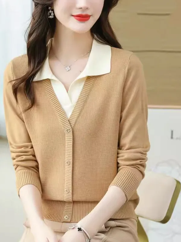 Wyprzedaż Outletowa Specjalna Damska Dzianina Wełniana Ne Base Irt Imitacja Dwuczęściowej Sukienki Długi Rękaw Regularny Krój Faion