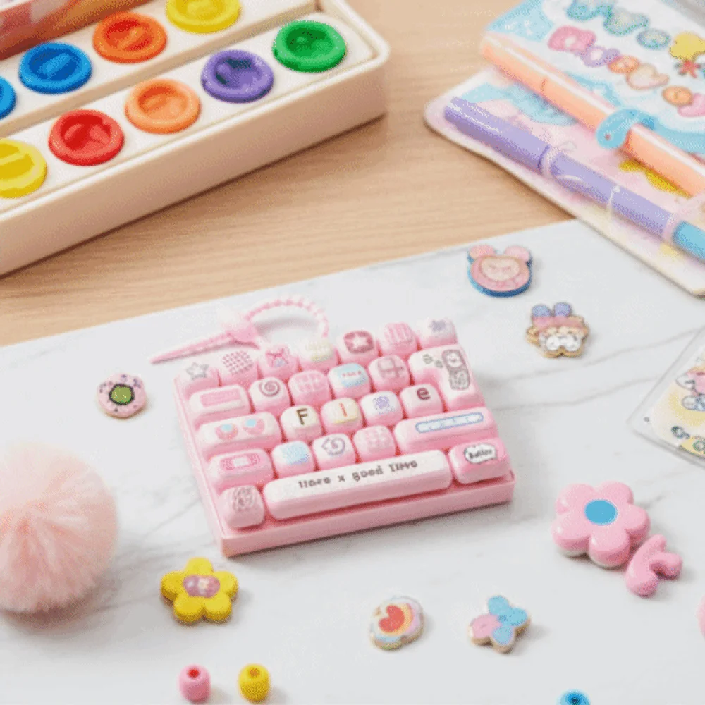 Fidgets Keycap Clicker 26 Key Keycap Keychain Never Closed Cute Fidget Keychain Cartoon Colorful Keyboard Keychain Relax