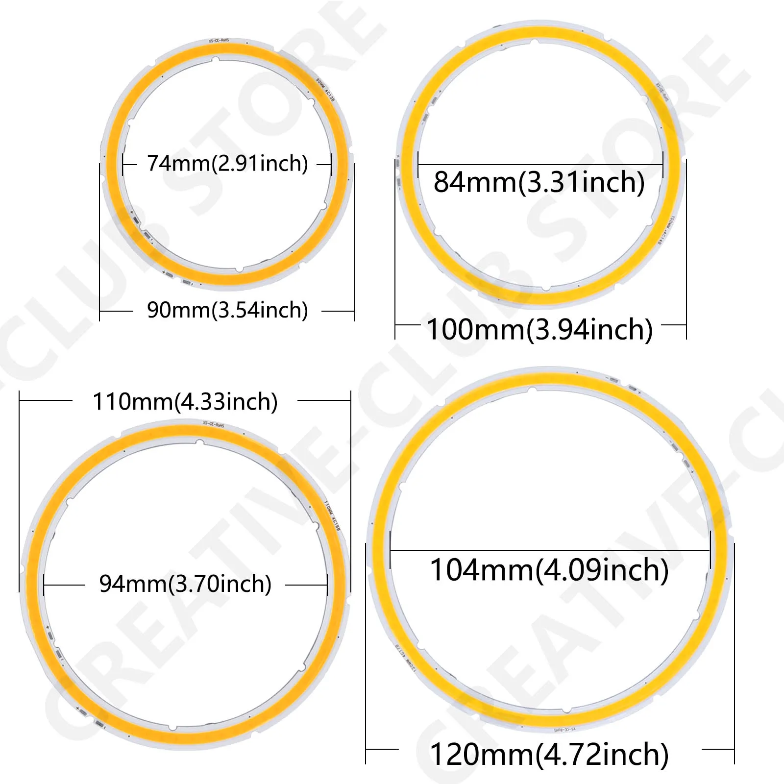 Annular Angel Eyes Led COB Chips Bulb Light Source Dimmable With Dimming Remote Control for Car Motorcycle Daytime Running Light