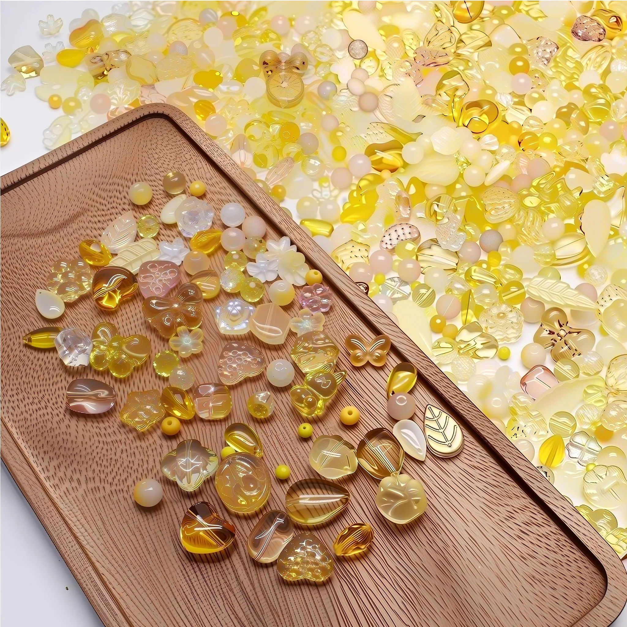 50g/bag About 65-85pcs Green Mixed Round Water Droplet Flower Star Heart Butterfly Leaf Glass Beads For Jewelry Making DIY
