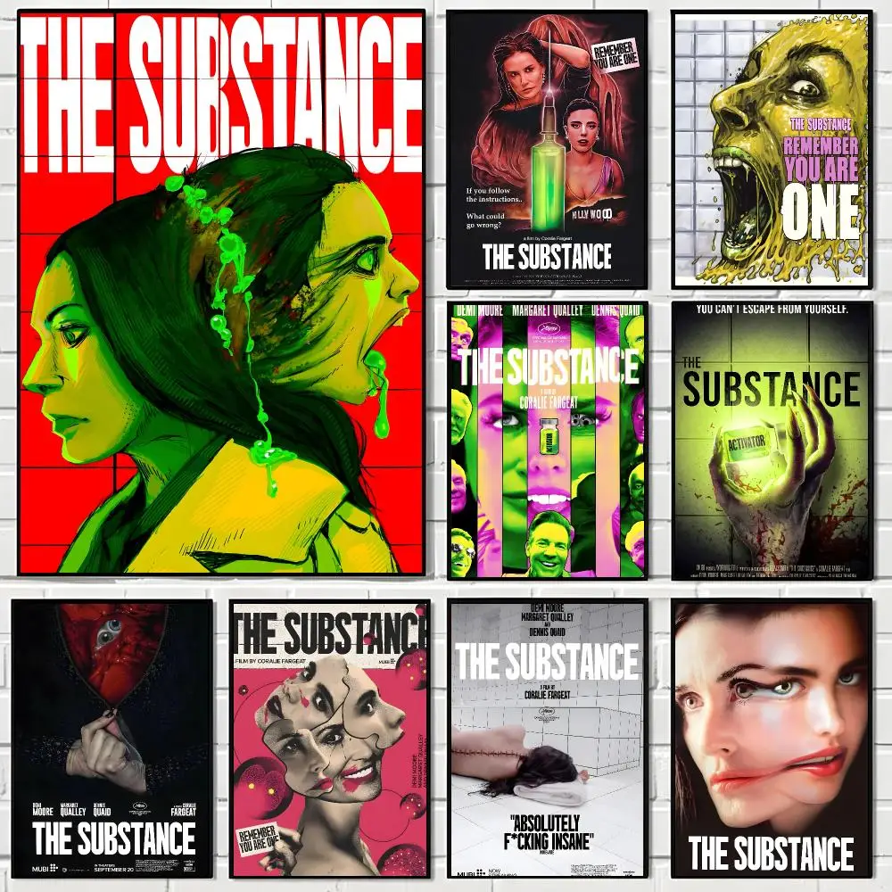 Horror Movie T-The Substance Poster Aesthetic Wall Art Canvas Poster Room Decoration Items Bedroom Decor
