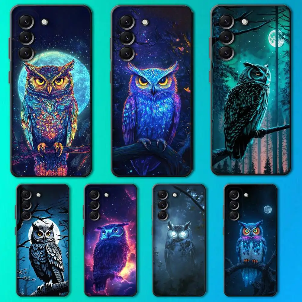 

Cute C-Colorful Owl B-Bird Phone Case For Samsung Galaxy A13,A21s,A22,A31,A32,A52,A53,A71,A80,Soft Black Shell