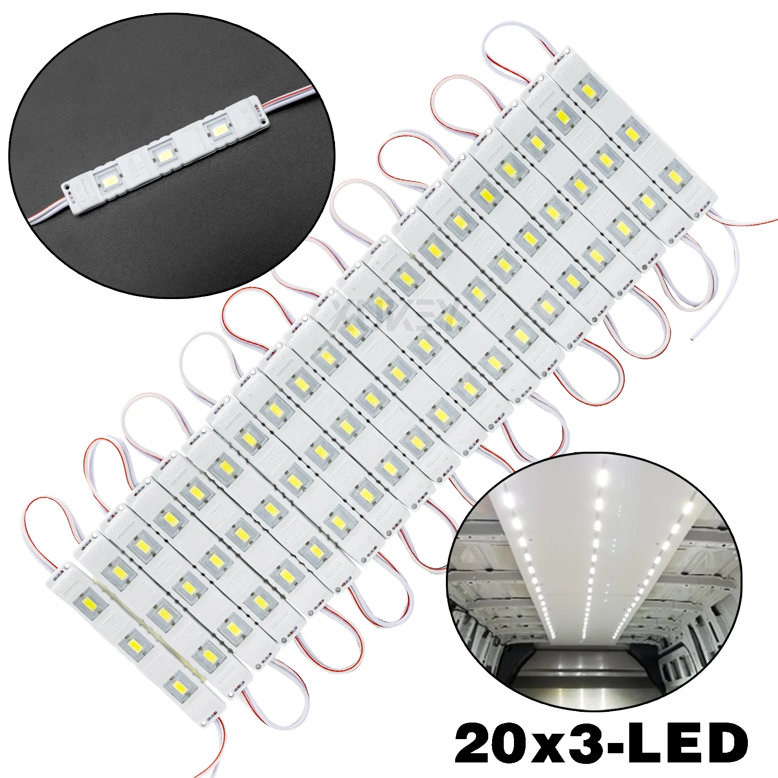 LED Module Kit 60leds Interior Trailer Lights Lorries Caravan LWB Lamp Lighting Strip Camper For Trafic Master Transit Sprinter