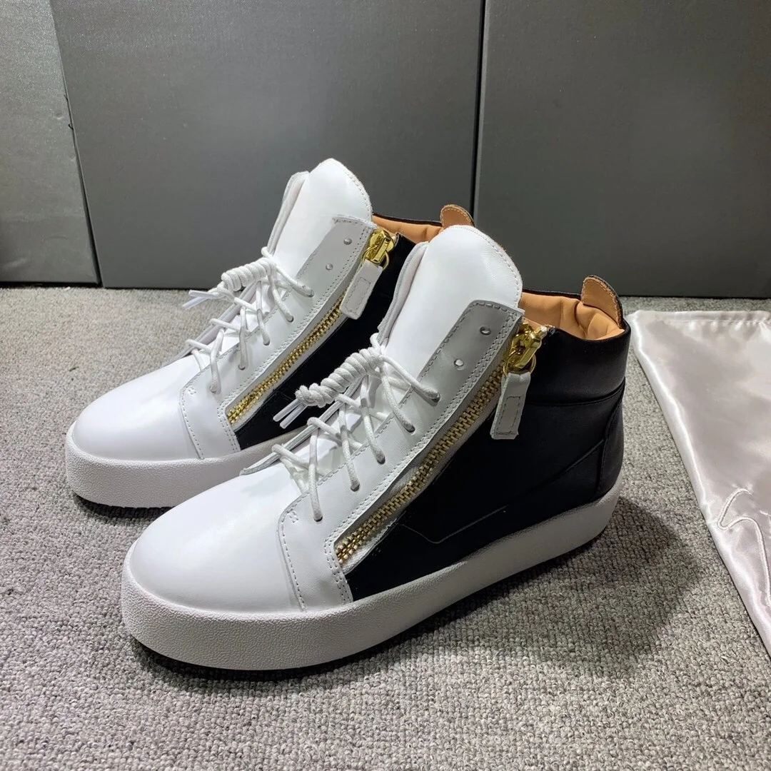 

Top Hight Quality Casual Sneakers For Men and Women Real Leather Brand Designer Unisex Tennis Shoes GZ Zipper Loafer Shoes G