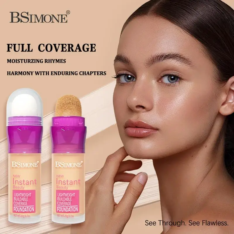 Korektor do twarzy BSIMONE z gąbeczką, matujący płynny podkład, kontrola sebum, długotrwały krem BB, wodoodporny, rozjaśniający