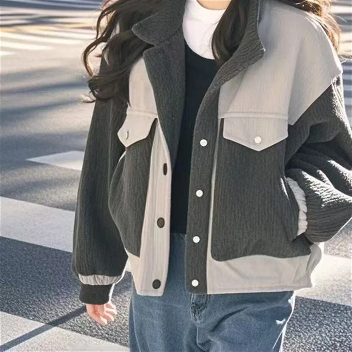 2025 Nieuwe meisjesjas met dunne enkele rij knopen en contrasterende kleuren Lente- en herfstdressingcollectie Temperament Casual mode