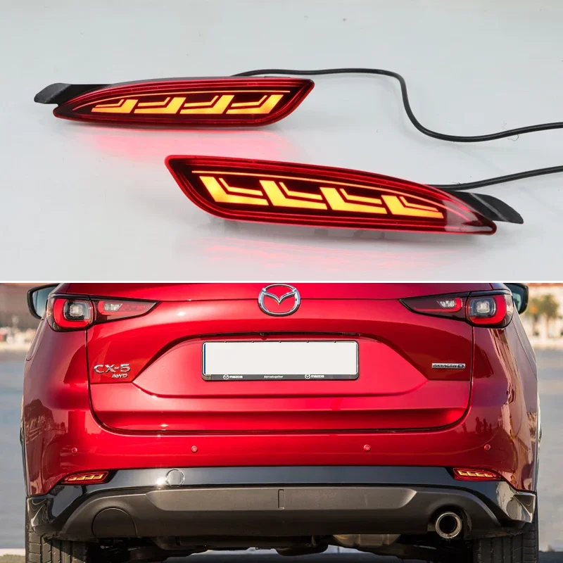 

Car LED Rear Reflector For Mazda 6 2019 2020 2021 3-in-1 Functions Sequence Signal Indicator Tail Light Bumper Brake Lamps