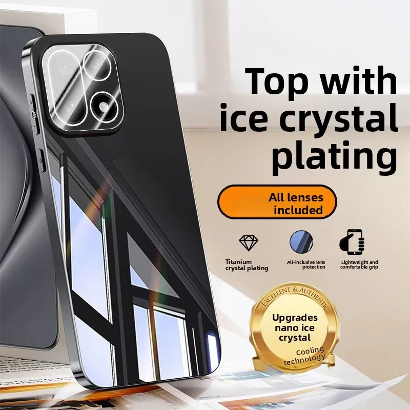 Mirror Case For Oneplus 15 Luxury Ice Crystal Electroplated Glass Back Lens Film Protection Anti-Slip Cover For Oneplus 15 1+15