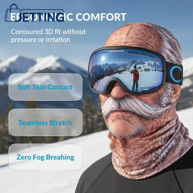 3D Face Printed Old Man Thickened Fleece Full Coverage Winter Mask Cover Stretch Elastic Funny Ski Mask