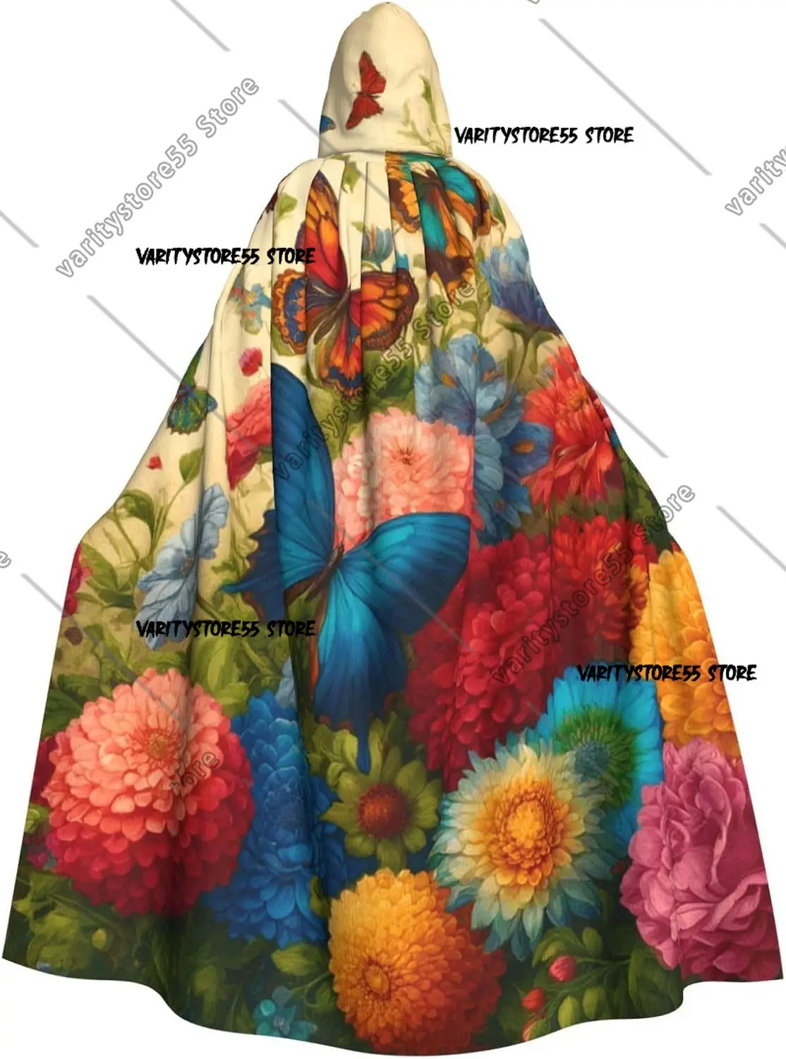 

Винтажная накидка с капюшоном и бабочками, цветы для взрослых, костюм на Хэллоуин, плащ с капюшоном