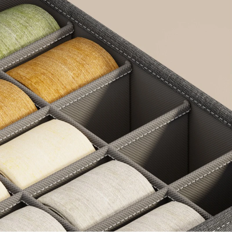Faltbare Stoff-Aufbewahrungsbox für Unterwäsche und Socken, Schubladen- und Schrank-Organizer, Trennwände für Socken, Unterwäsche, Krawatten, Gürtel – Detail 7