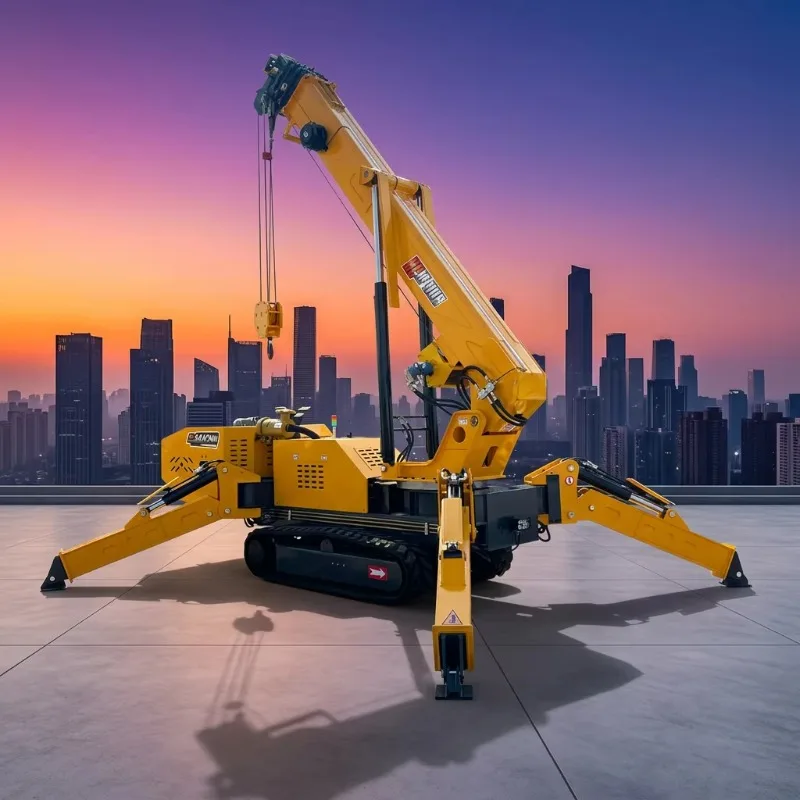 New Design Handling Machine 5 Ton Diesel Crawler Spider Crane With Long Arm Fly Jib Optional with CE
