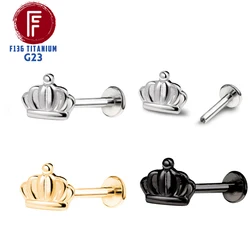 F136 Titanium Tragus Piercing Crown shape Lip stud Septum clicker Helix Earring Labret Cartilage Hinged Body Jewelry Wholesale