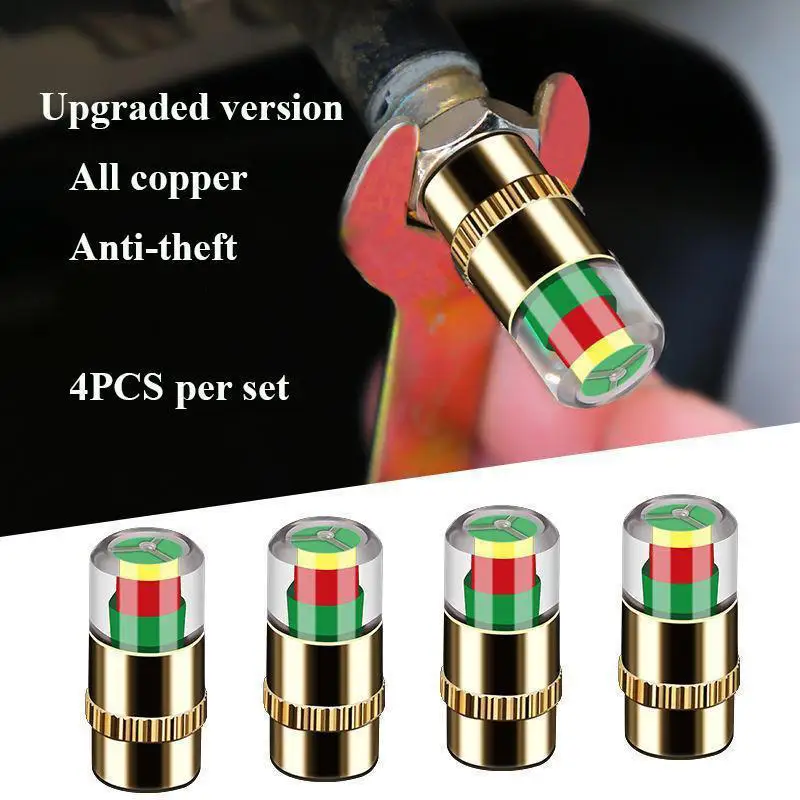 

4PCS Motorcycle Car Tire Pressure Monitor Valve Cap Sensor Indicator Eye Alert Auto Tire Pressure Inspection Tool Tire Valve