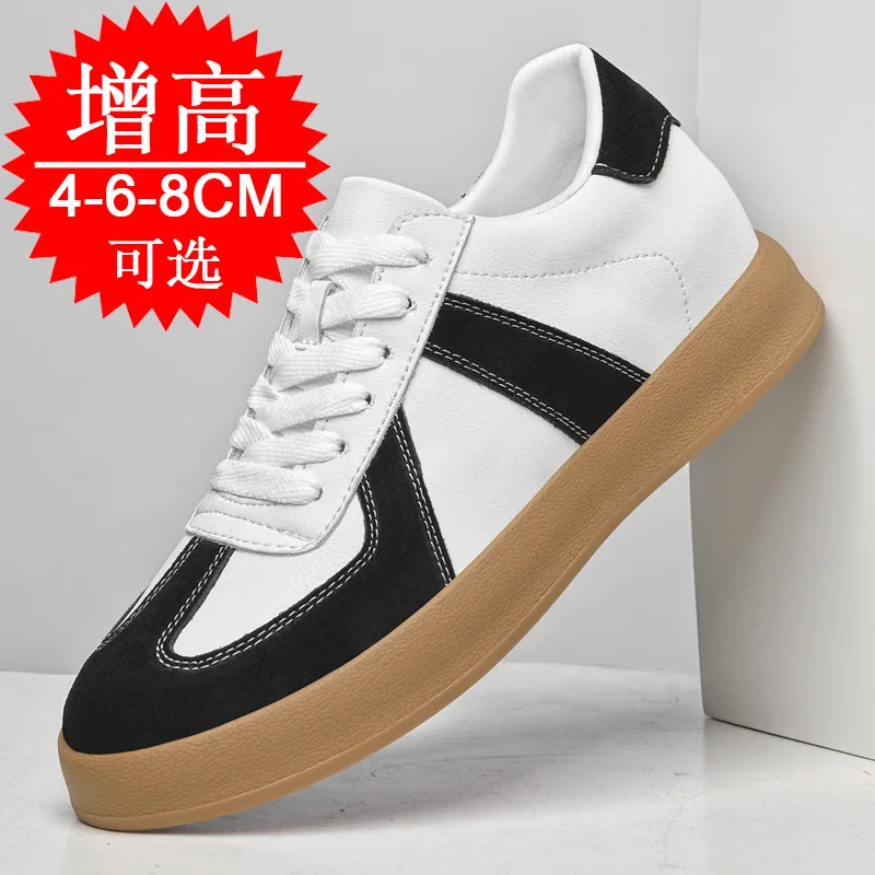 Man Vintage Elevator Shoes Height Increase Insole 8cm Taller Lift Sneakers Shoes Men Leisure Fashion Sports White Shoes - Image 3