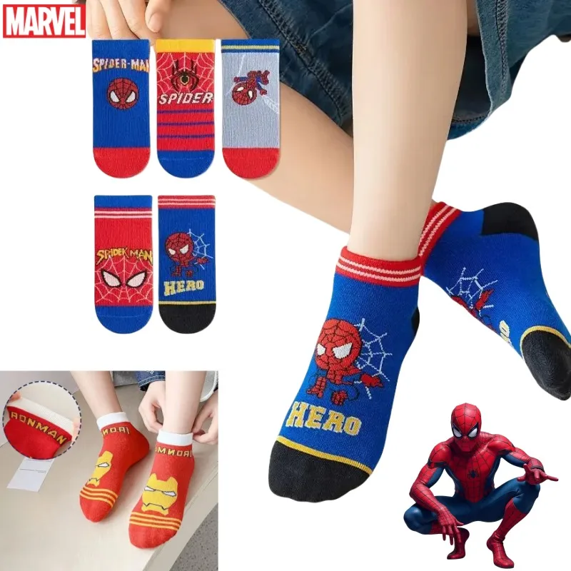 

New Marvel Iron Man Captain America Spiderman Periphery Movie Creative Student Spring Summer Sweat Absorbent Breathable Socks