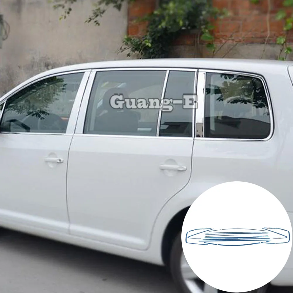 

For VW Volkswagen Touran L 2016 2017 2018 2019 2020 Stainless Steel Glass Window Garnish Pillar Middle Column Strip Trim Parts