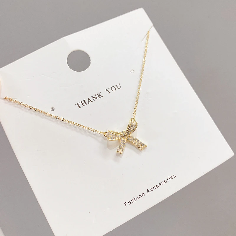 New 925 Sterling Silver Bow Necklace With a Charming Geometric Pendant—The Perfect Birthday Gift for Women, Exquisite Jewelry