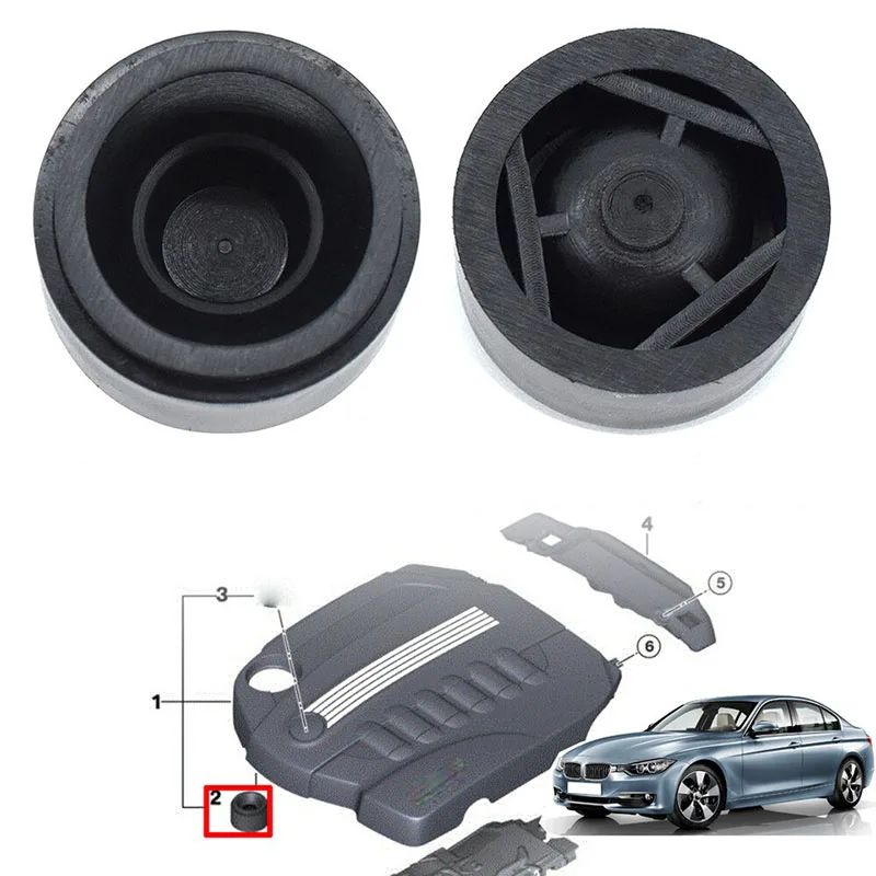 

2pcs Car Black Engine Cover Rubber Mount Bushing Clip Push-on Trim For BMW 1 2 3 4 5 6 7 Series X1 X3 X4 X5 X6 MINI Porsche