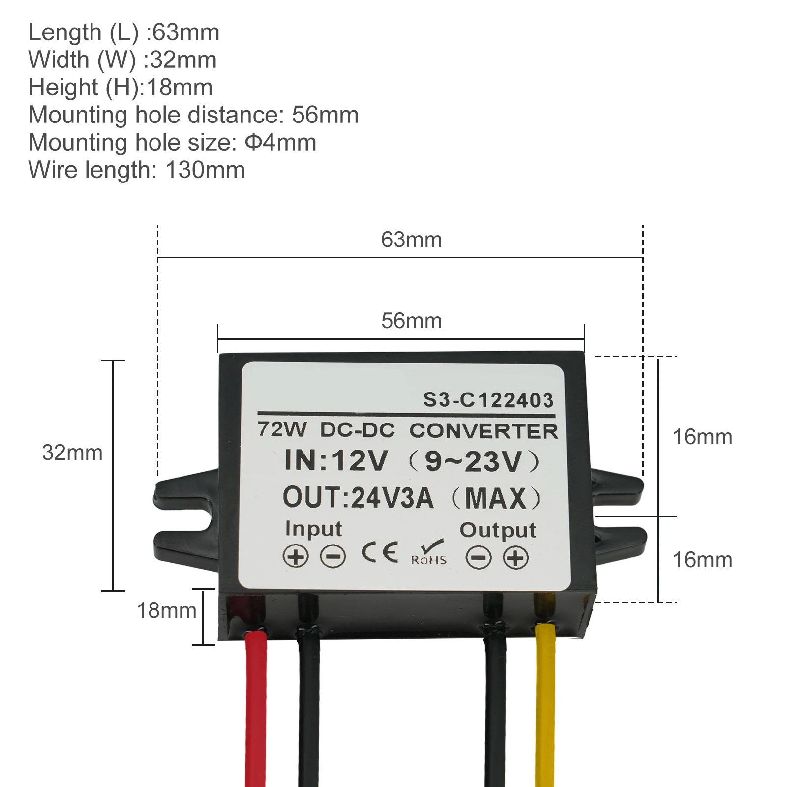 

Waterproof Voltage Regulator 12V To 24V Converter Industrial Applications -40 To 85 24V IP68 Waterproof Rating