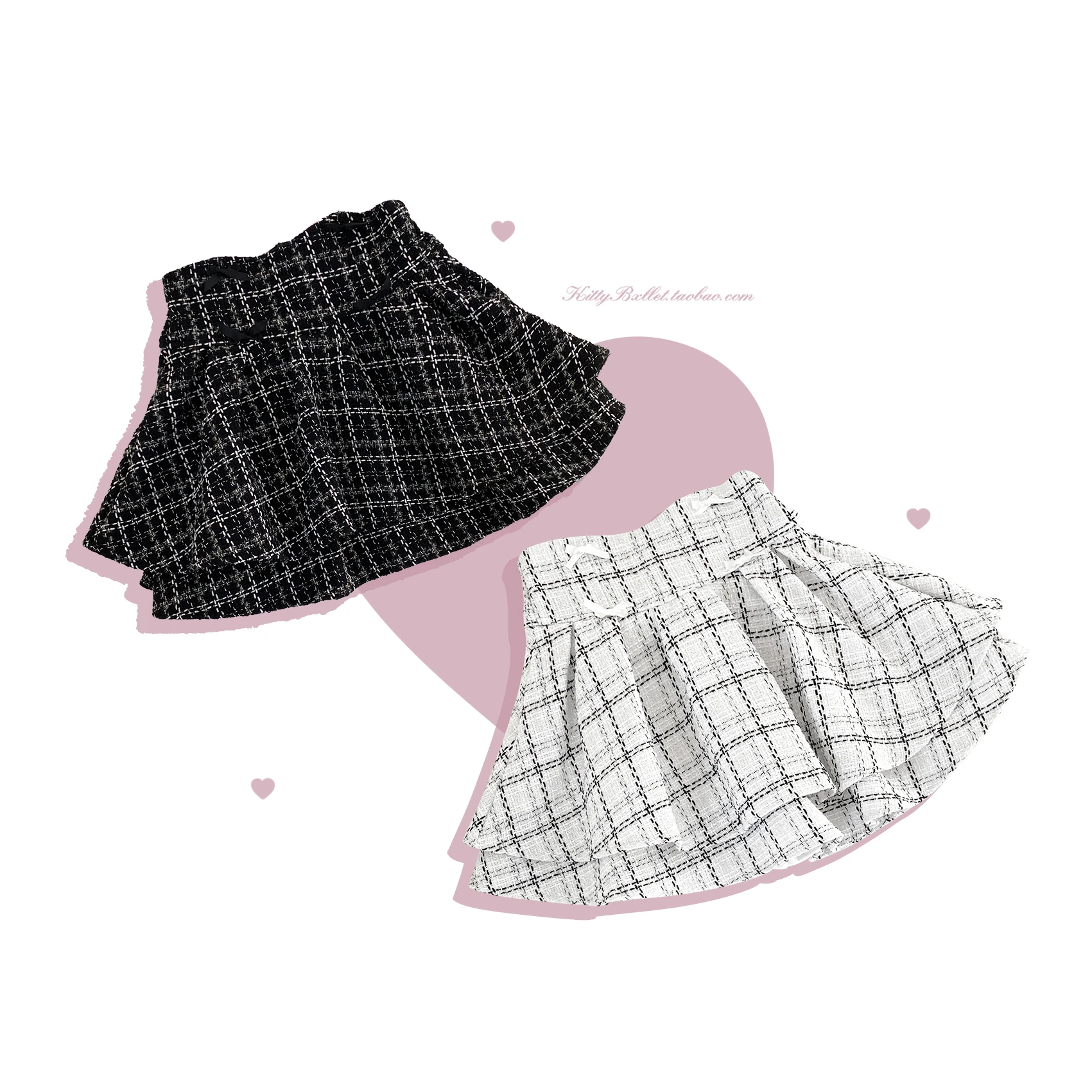 Japanese Original Bow Double-layer Mine Mass-produce Tweed Mini Skirt 2024 Autumn New High-waisted Slimming Ruffle Pleated Skirt