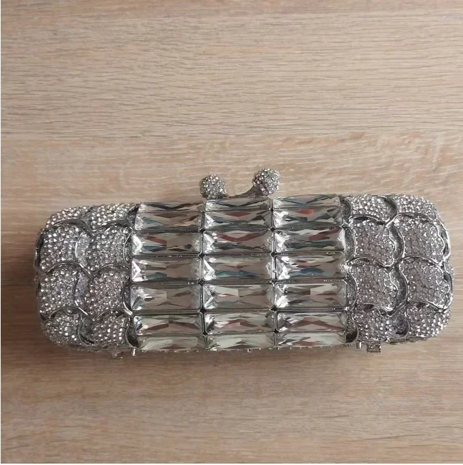 

IN STOCK Silver/Gold Crystals Clutches Women Gems Evening Clutch Bag Wedding Bridal Minaudiere Box Rhinestone Handbags and Purse