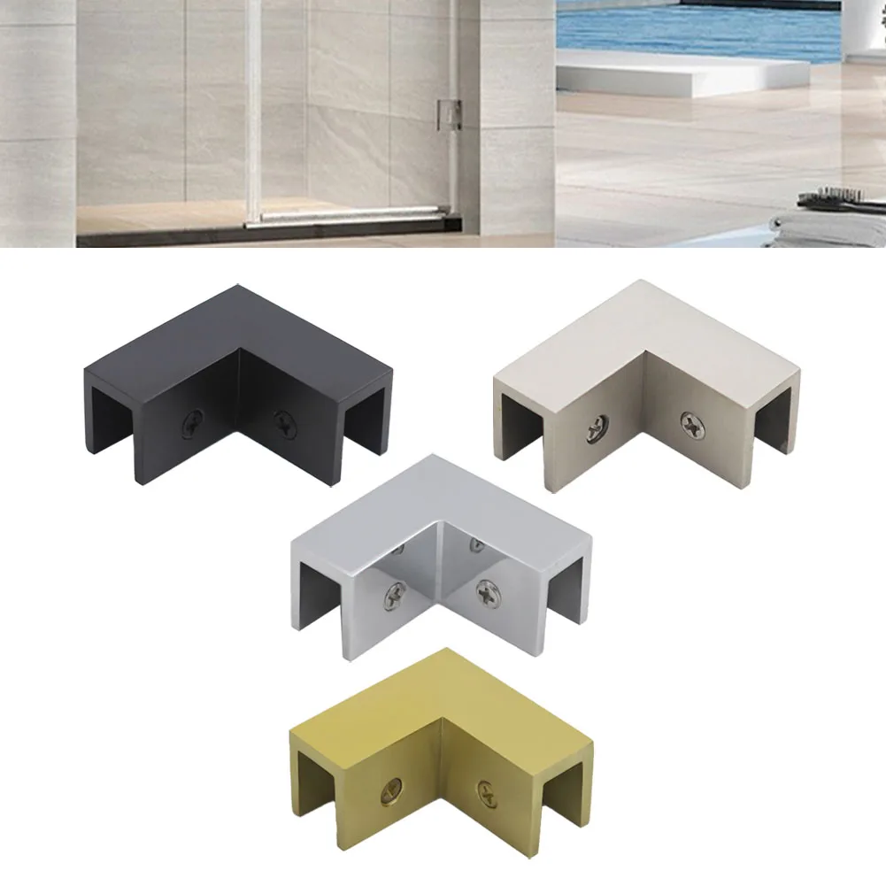 Bathroom Door Brass Clamp for 812 mm Tempered Glass Square Design with 90 Degree Angle for Stable Glass Support