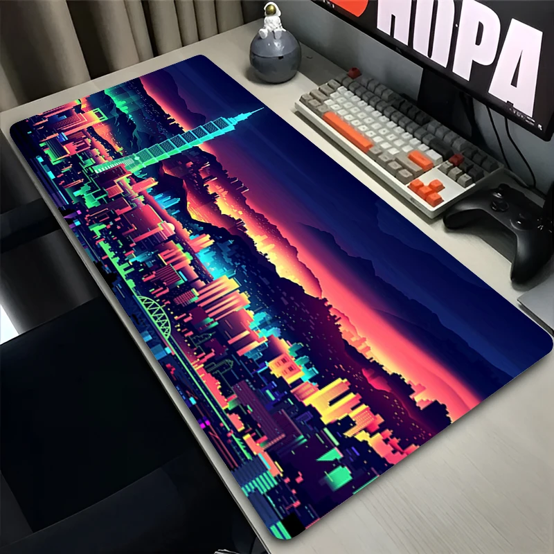Large Mouse Pad Laptop Computer Desk Mat E-sports Players Mousepad Cool Carpet Rubber Game Keyboard Pad Neon Night City Mausepad