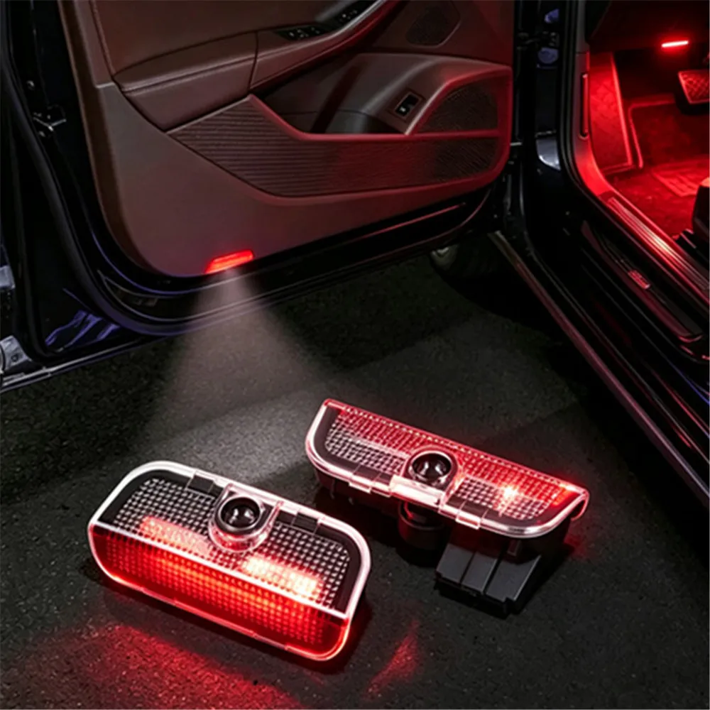 2PCS LED Car Door Welcome Warning Lamp Courtesy Projector Ghost Shadow Light Bulbs Decorative Interior Auto Accessories