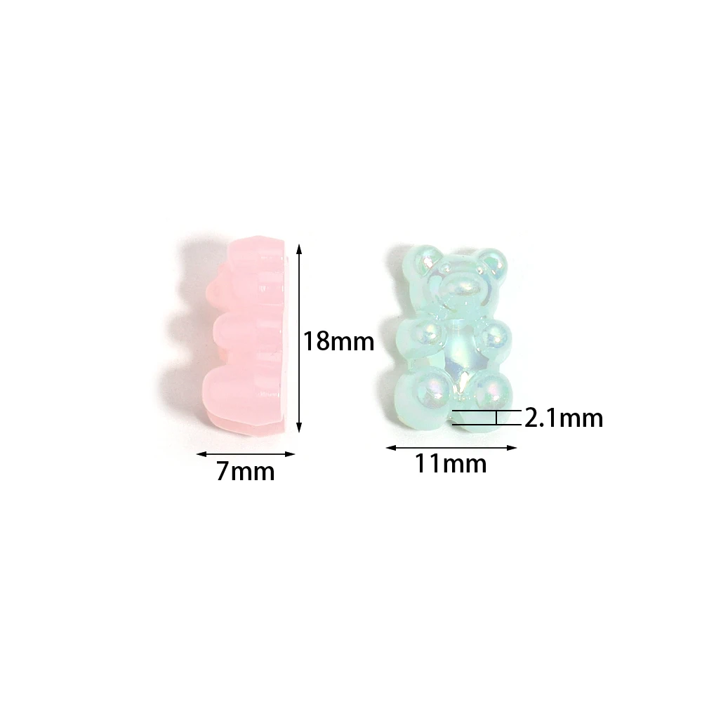 50pcs Acrylic Jelly Bear Shape Bead 18x11.5mm Mix Color Loose Spacer Beads for Jewelry Making DIY Bracelets Necklace Accessories