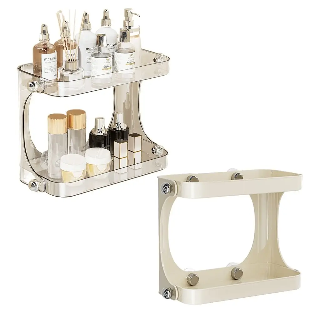 

Double-Layer Bathroom Storage Rack Suction Cup Waterproof Shower Storage Holder Hanging/Free Standing Space Saving