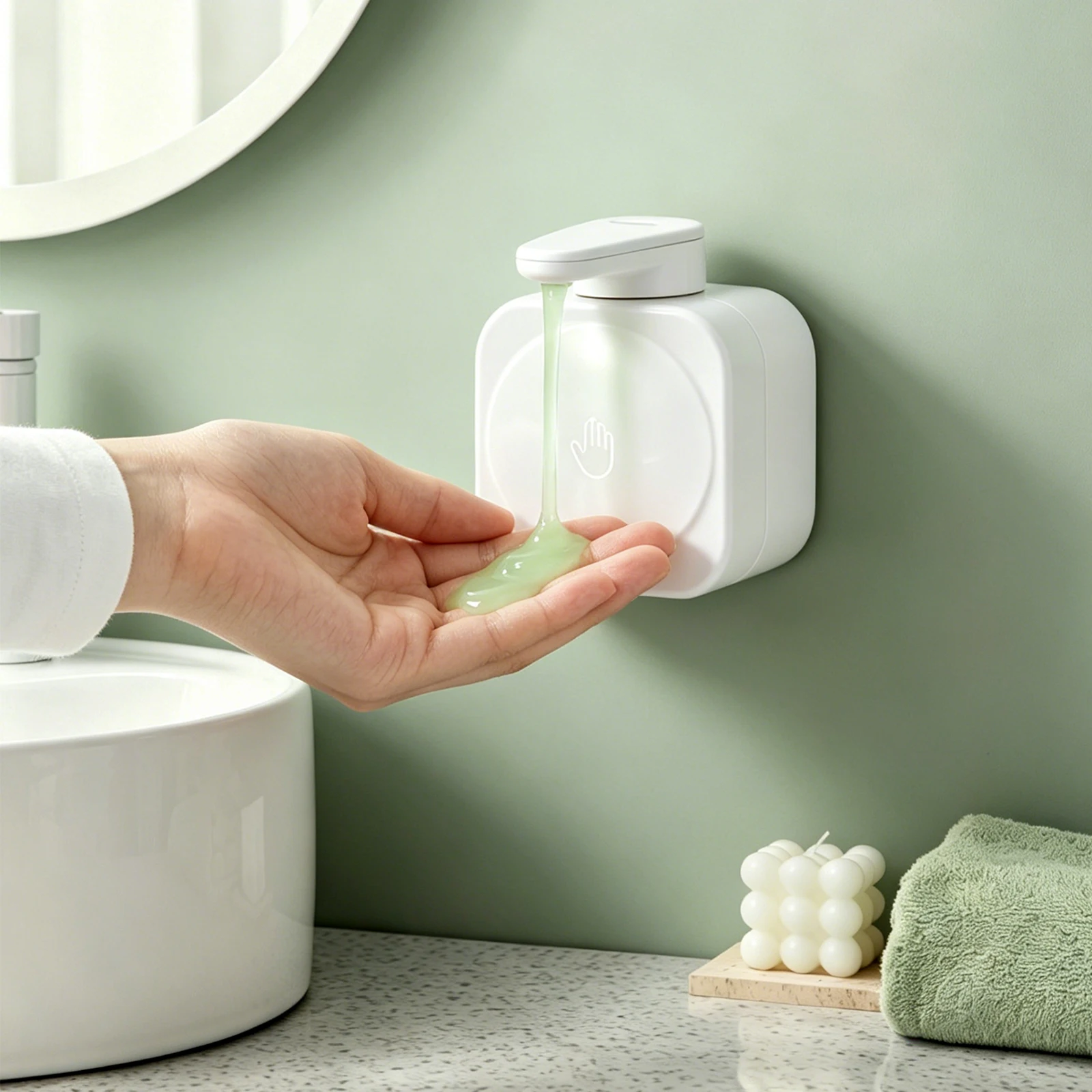 

BATHLUX Vacuum Suction Cup Liquid Soap Dispenser Wall Mounted Waterproof Hand Back Press Pump Bottle for Bathroom Kitchen 440ML