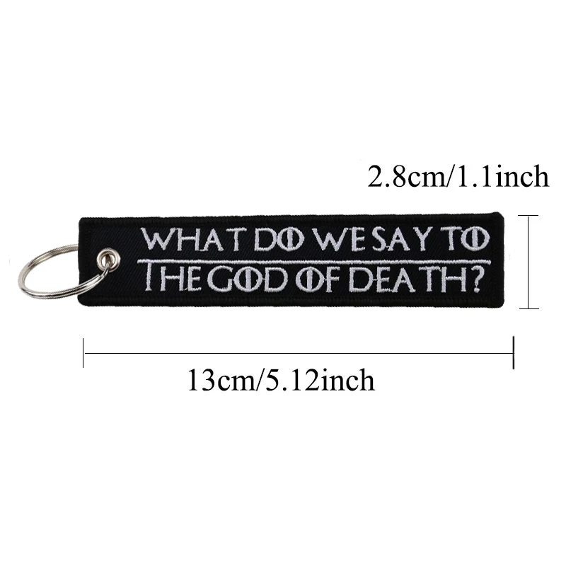 3Pcs What Do We Say To The God Of Death Keychain Tag For Motorcycles, Scooters, Bike, Cars, Backpacks